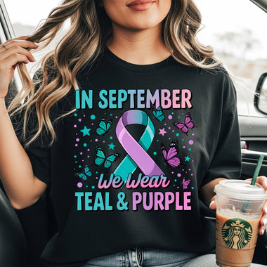 In September We Wear Teal and Purple DTF Transfer DTF Heat Press Transfer from Sweet Tee Transfers