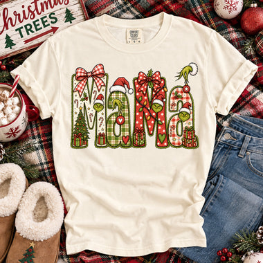 Green Guy MAMA Christmas DTF Transfer DTF Heat Press Transfer from Sweet Tee Transfers