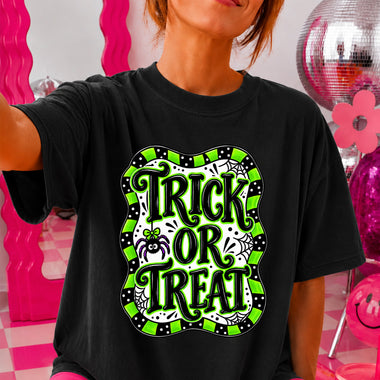 Trick or Treat Green DTF Transfer DTF Heat Press Transfer from Sweet Tee Transfers