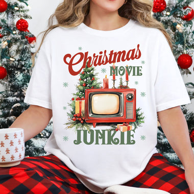Christmas Movie Junkie DTF Transfer DTF Heat Press Transfer from Sweet Tee Transfers