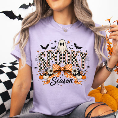 Spooky Season Checkered Bow DTF Transfer DTF Heat Press Transfer from Sweet Tee Transfers