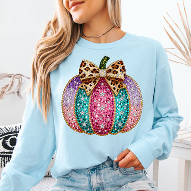 Pumpkin Faux Rhinestone DTF Transfer DTF Heat Press Transfer from Sweet Tee Transfers
