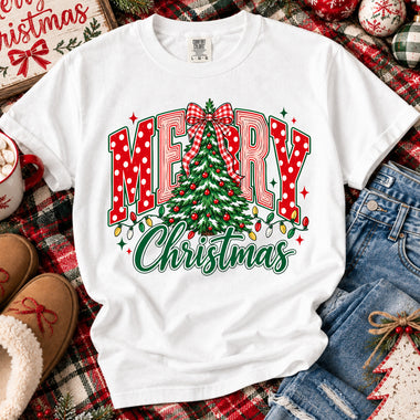 Merry Christmas Tree with Bow DTF Transfer DTF Heat Press Transfer from Sweet Tee Transfers