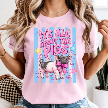 It's All About the Pigs Striped DTF Transfer DTF Heat Press Transfer from Sweet Tee Transfers