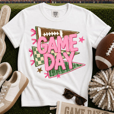 Pink Game Day Pennants DTF Transfer DTF Heat Press Transfer from Sweet Tee Transfers