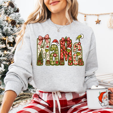 Green Guy MAMA Christmas DTF Transfer DTF Heat Press Transfer from Sweet Tee Transfers