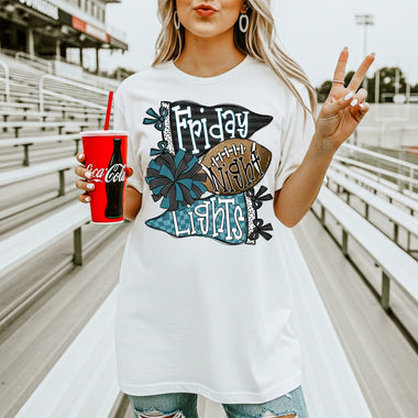 Friday Night Lights Black and Teal Pennant DTF Transfer DTF Heat Press Transfer from Sweet Tee Transfers