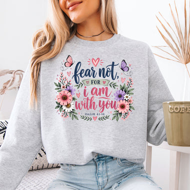 Fear Not for I Am with You Isaiah 41:10 Floral Butterfly DTF Transfer DTF Heat Press Transfer from Sweet Tee Transfers