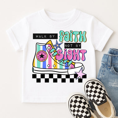 Walk by Faith Not by Sight Checkered DTF Transfer DTF Heat Press Transfer from Sweet Tee Transfers