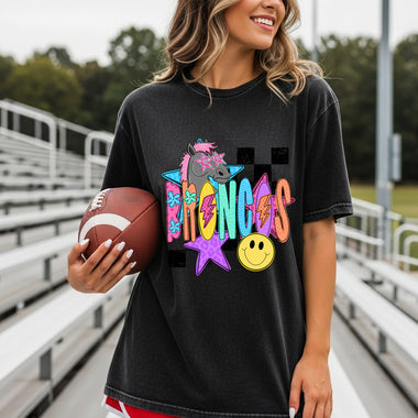 Broncos School Mascot DTF Transfer – Checkered Design DTF Heat Press Transfer from Sweet Tee Transfers