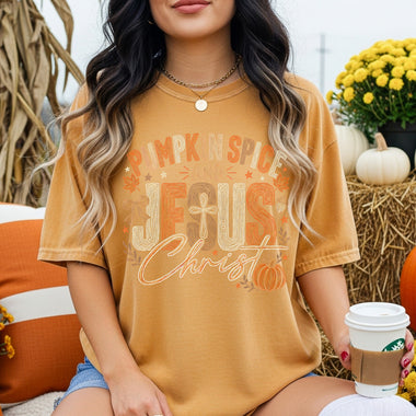 Pumpkin Spice and Jesus Christ DTF Transfer DTF Heat Press Transfer from Sweet Tee Transfers