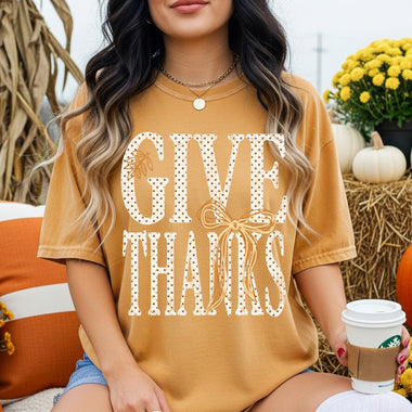 Give Thanks Bows DTF Transfer DTF Heat Press Transfer from Sweet Tee Transfers