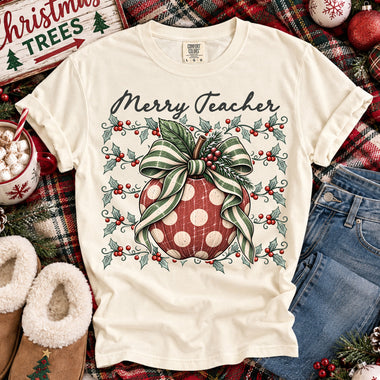 Merry Teacher DTF Transfer DTF Heat Press Transfer from Sweet Tee Transfers