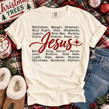 Jesus Typography Christmas DTF Transfer DTF Heat Press Transfer from Sweet Tee Transfers