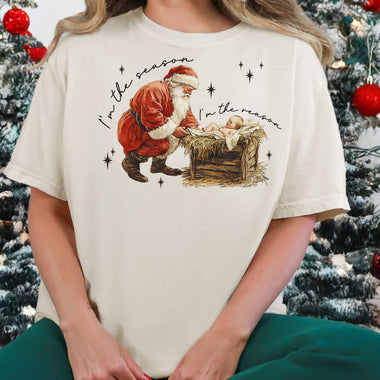 I'm the Season I'm the Reason Santa Nativity DTF Transfer DTF Heat Press Transfer from Sweet Tee Transfers
