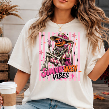 Summerween Vibes Skelly Pumpkin Head DTF Transfer DTF Heat Press Transfer from Sweet Tee Transfers