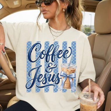 Preppy Coffee & Jesus Coquette DTF Transfer DTF Heat Press Transfer from Sweet Tee Transfers