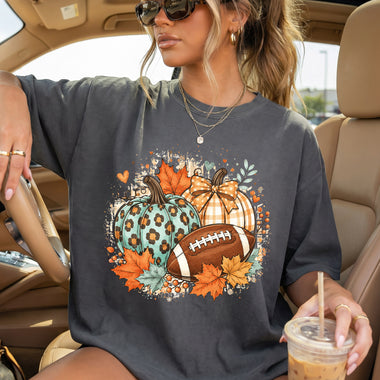 Fall Pumpkins and Football DTF Transfer DTF Heat Press Transfer from Sweet Tee Transfers