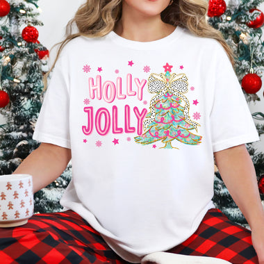 Holly Jolly Pink Christmas Tree DTF Transfer DTF Heat Press Transfer from Sweet Tee Transfers