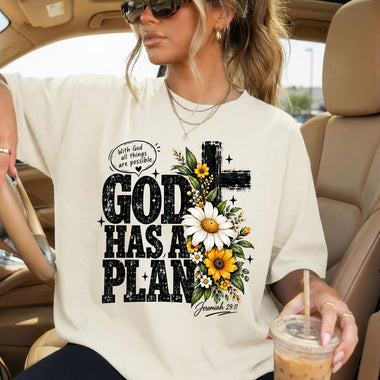 God Has a Plan DTF Transfer DTF Heat Press Transfer from Sweet Tee Transfers
