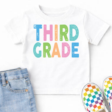 Back to School Pastel Bold Letters Third Grade DTF Transfer DTF Heat Press Transfer from Sweet Tee Transfers