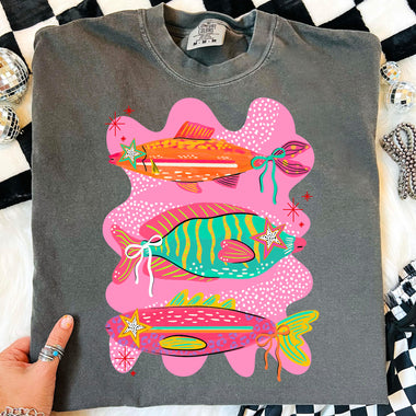 3 Fish Star Eyes Pink DTF Transfer DTF Heat Press Transfer from Sweet Tee Transfers