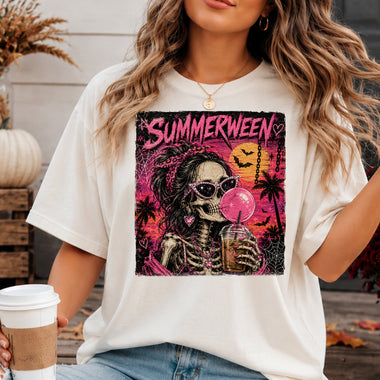 Summerween Skelly with Gum DTF Transfer DTF Heat Press Transfer from Sweet Tee Transfers