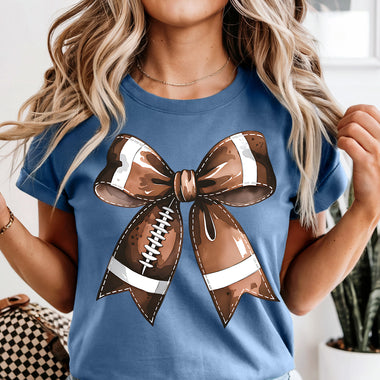 Football Bow DTF Transfer DTF Heat Press Transfer from Sweet Tee Transfers