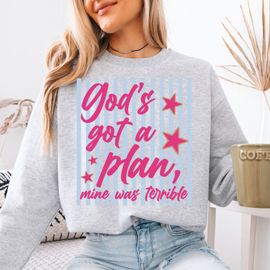 God's Got a Plan Mine Was Terrible DTF Transfer DTF Heat Press Transfer from Sweet Tee Transfers