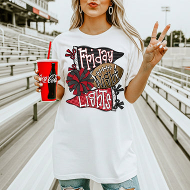Friday Night Lights Black and Red Pennant DTF Transfer DTF Heat Press Transfer from Sweet Tee Transfers