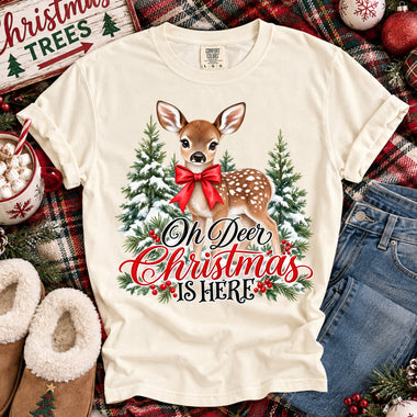 Oh Deer Christmas Is Here DTF Transfer DTF Heat Press Transfer from Sweet Tee Transfers