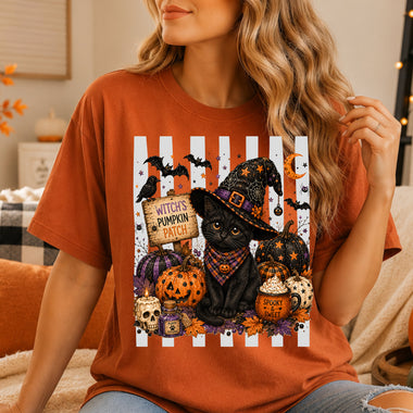 Witch's Pumpkin Patch Black Cat DTF Transfer DTF Heat Press Transfer from Sweet Tee Transfers