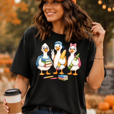 Three Geese Ready for School DTF Transfer DTF Heat Press Transfer from Sweet Tee Transfers