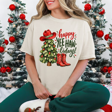 Happy Yee Haw-lidays Western Christmas Tree DTF Transfer DTF Heat Press Transfer from Sweet Tee Transfers