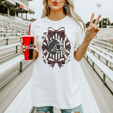 Maroon Football Helmet DTF Transfer – Coquette DTF Heat Press Transfer from Sweet Tee Transfers