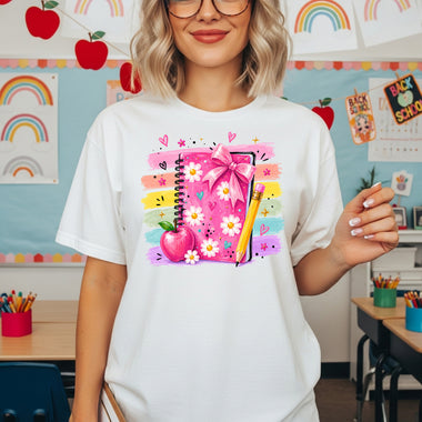 Back to School Brushstroke Note Pad and Pencil DTF Transfer DTF Heat Press Transfer from Sweet Tee Transfers