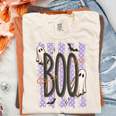 Boo Halloween Striped Purple DTF Transfer DTF Heat Press Transfer from Sweet Tee Transfers