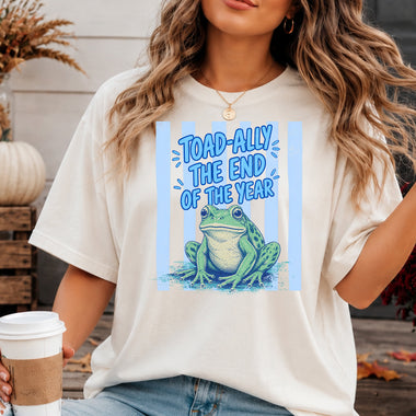 Preppy Toad-Ally the End of the Year Frog Blue DTF Transfer DTF Heat Press Transfer from Sweet Tee Transfers