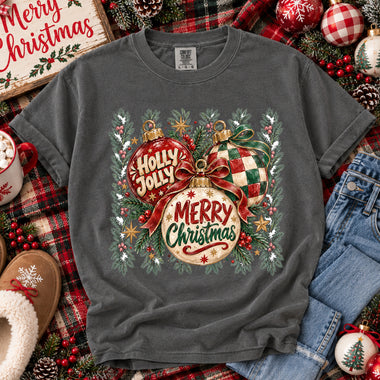 Holly Jolly Merry Christmas Ornaments DTF Transfer DTF Heat Press Transfer from Sweet Tee Transfers