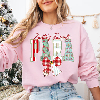 Coquette Santa's Favorite Para DTF Transfer DTF Heat Press Transfer from Sweet Tee Transfers