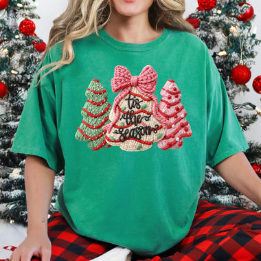 Tis the Season Faux Yarn Christmas Trees DTF Transfer DTF Heat Press Transfer from Sweet Tee Transfers