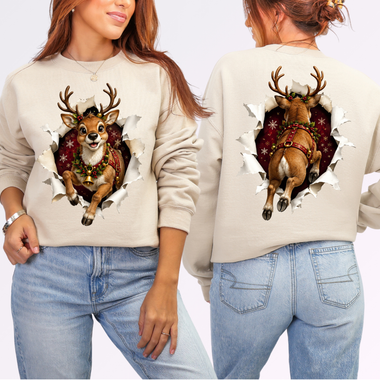 Reindeer Front and Back DTF Transfer DTF Heat Press Transfer from Sweet Tee Transfers