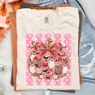 Pink Striped Polkadot Fall DTF Transfer DTF Heat Press Transfer from Sweet Tee Transfers