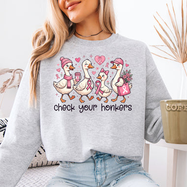 Check Your Honkers Breast Cancer Awareness Geese DTF Transfer DTF Heat Press Transfer from Sweet Tee Transfers