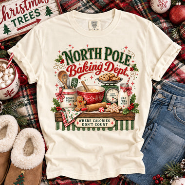 North Pole Baking Dept Christmas DTF Transfer DTF Heat Press Transfer from Sweet Tee Transfers
