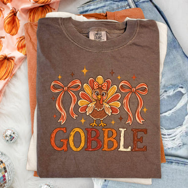 Gobble Fall Bows DTF Transfer DTF Heat Press Transfer from Sweet Tee Transfers