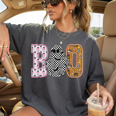 BOO Checkered Bat DTF Transfer DTF Heat Press Transfer from Sweet Tee Transfers