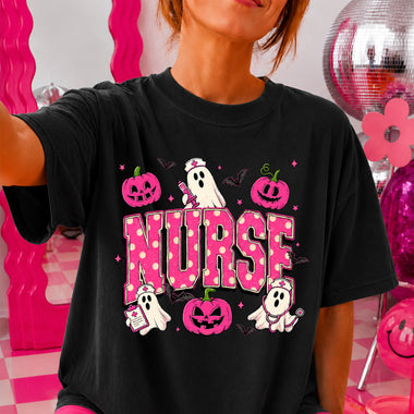Nurse Halloween Pink Ghost DTF Transfer DTF Heat Press Transfer from Sweet Tee Transfers