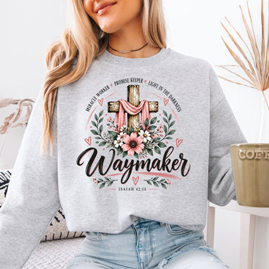 Waymaker Floral Cross Faith DTF Transfer DTF Heat Press Transfer from Sweet Tee Transfers