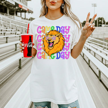Lions School Mascot DTF Transfer – Game Day DTF Heat Press Transfer from Sweet Tee Transfers